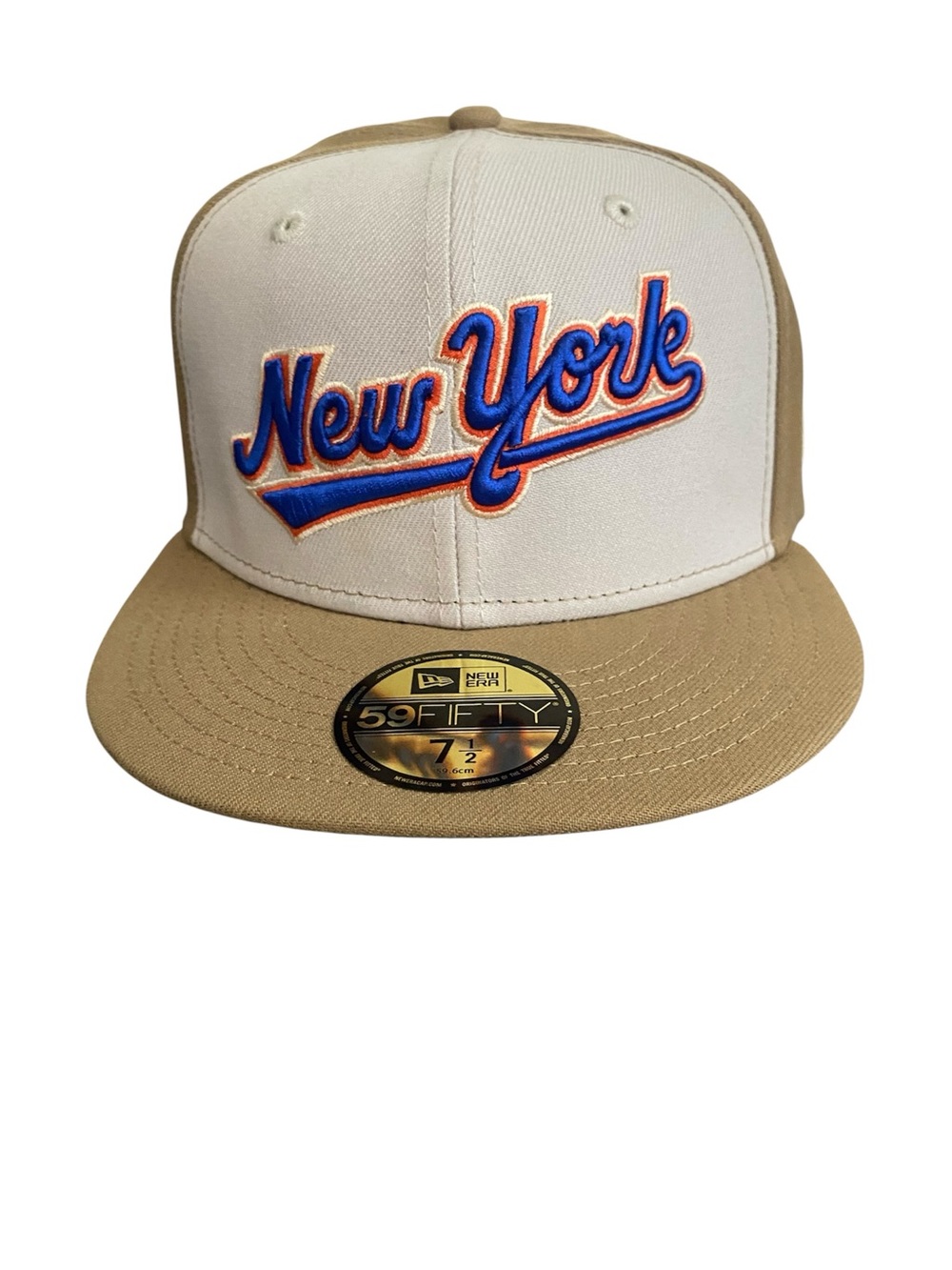 New Era New York Mets Fitted Hat in Khaki & Cream 7 1/2
